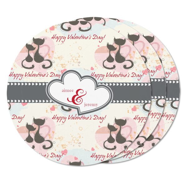 Cats in Love Round Fridge Magnet - THREE