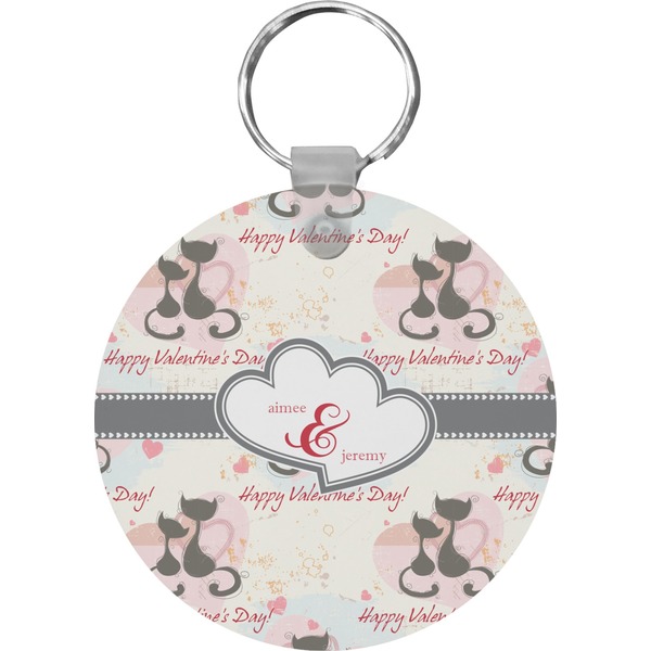 Cats in Love Round Keychain (Personalized)