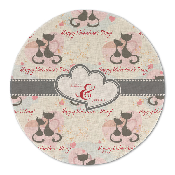 Custom Cats in Love Round Linen Placemat - Single Sided (Personalized)