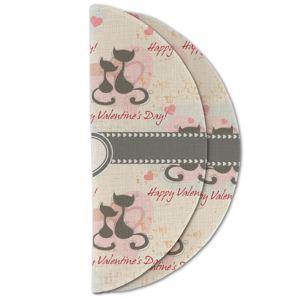Cats in Love Round Linen Placemats - HALF FOLDED (double sided)