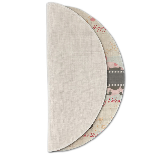 Cats in Love Round Linen Placemats - HALF FOLDED (single sided)
