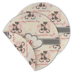Cats in Love Round Linen Placemat - Double Sided (Personalized)