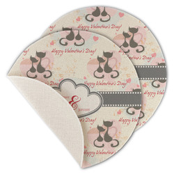Cats in Love Round Linen Placemat - Single Sided - Set of 4 (Personalized)