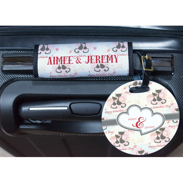 Cats in Love Round Luggage Tag & Handle Wrap - In Context