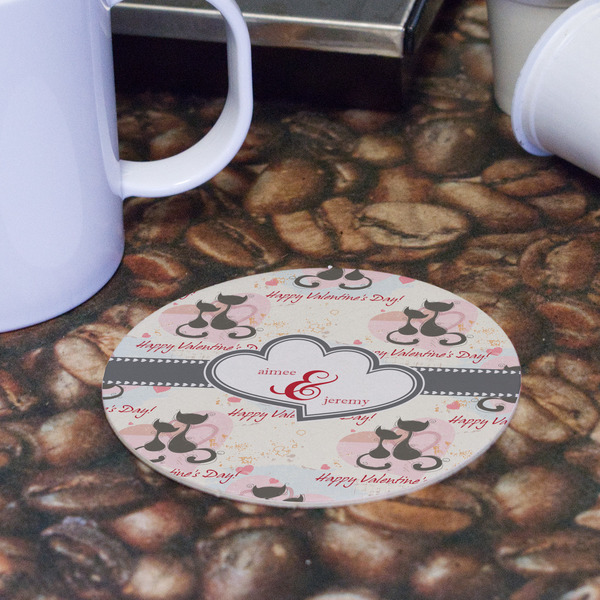 Cats in Love Round Paper Coaster - Front