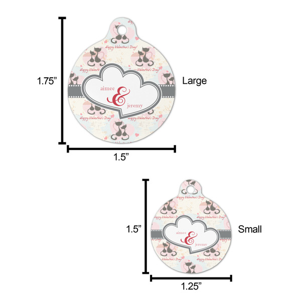 Cats in Love Round Pet ID Tag - Large - Comparison Scale