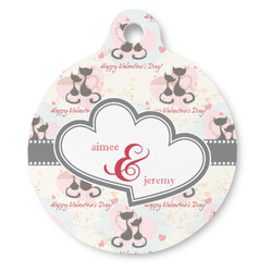 Cats in Love Round Pet ID Tag (Personalized)