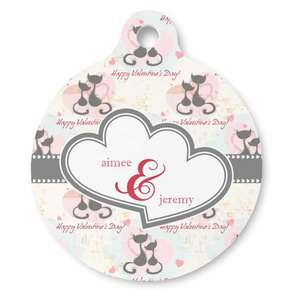 Custom Cats in Love Round Pet ID Tag - Large (Personalized)