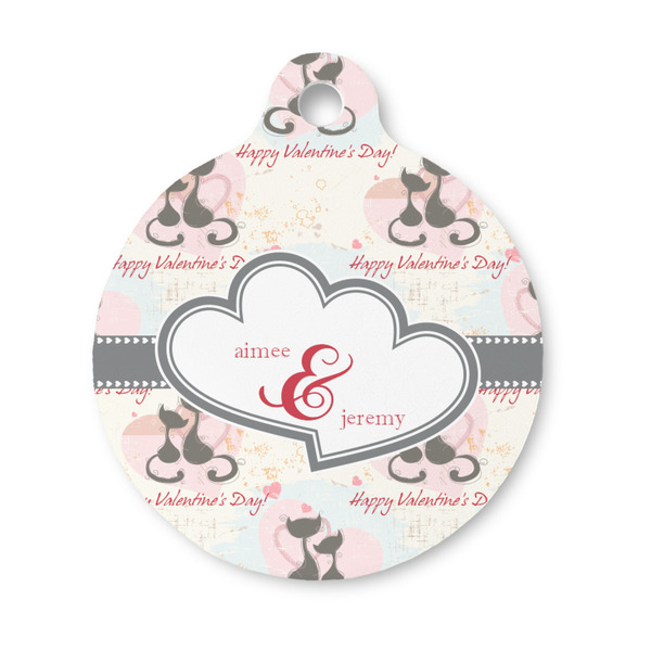 Custom Cats in Love Round Pet ID Tag - Small (Personalized)