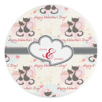 Cats in Love Round Stone Trivet (Personalized)
