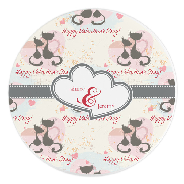 Custom Cats in Love Round Stone Trivet (Personalized)
