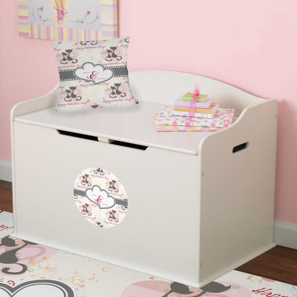 Cats in Love Round Wall Decal on Toy Chest