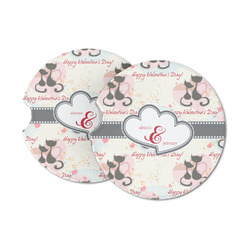 Cats in Love Sandstone Car Coasters - Set of 2 (Personalized)