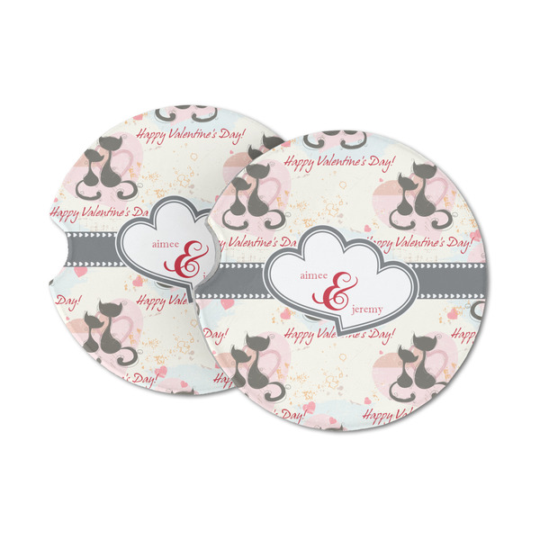 Custom Cats in Love Sandstone Car Coasters - Set of 2 (Personalized)