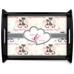 Cats in Love Black Wooden Tray - Large (Personalized)