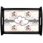 Cats in Love Black Wooden Tray - Small (Personalized)
