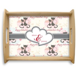 Cats in Love Natural Wooden Tray - Large (Personalized)