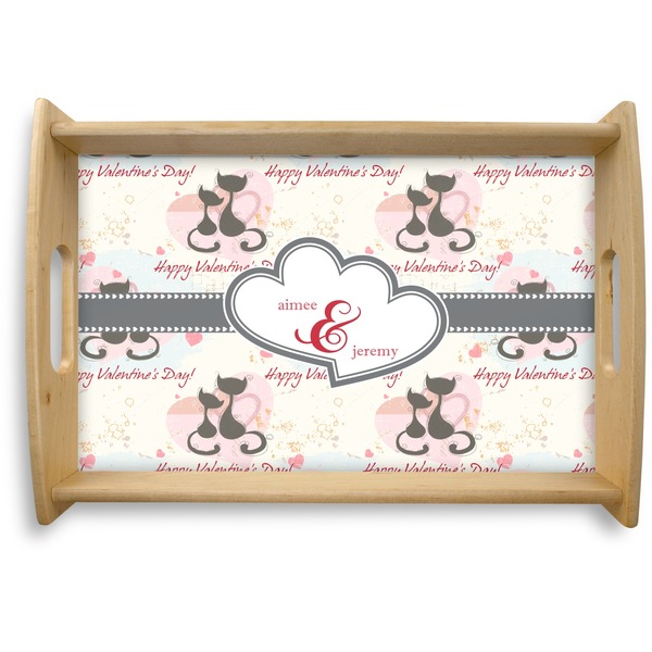 Custom Cats in Love Natural Wooden Tray - Small (Personalized)