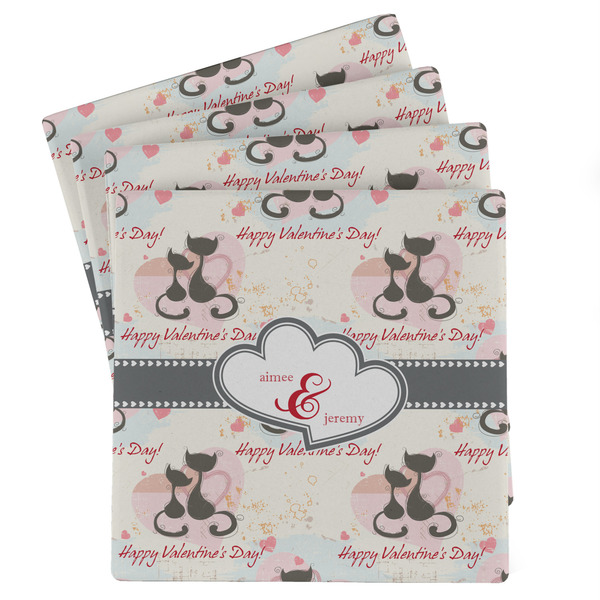 Custom Cats in Love Absorbent Stone Coasters - Set of 4 (Personalized)
