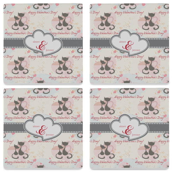 Cats in Love Set of 4 Sandstone Coasters - See All 4 View