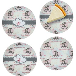 Cats in Love Set of 4 Glass Appetizer / Dessert Plate 8" (Personalized)