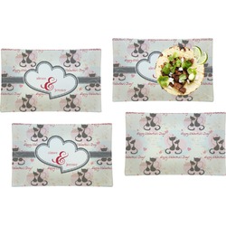 Cats in Love Set of 4 Glass Rectangular Lunch / Dinner Plate (Personalized)
