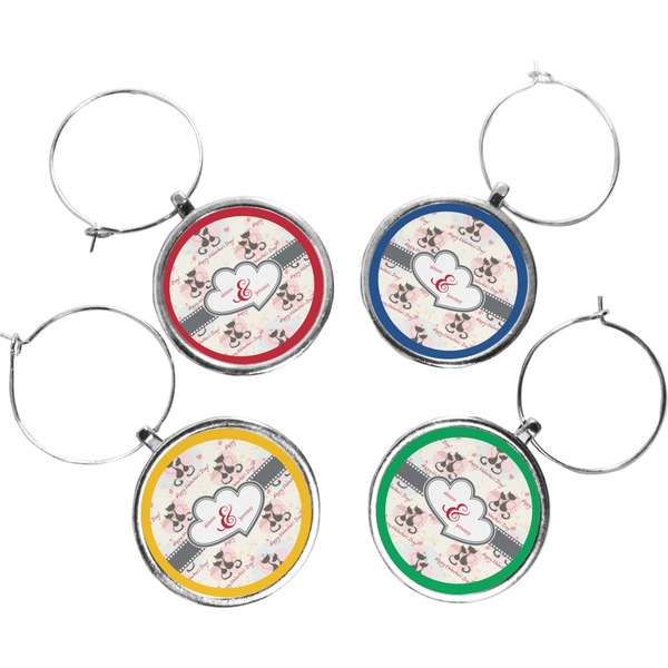 Custom Cats in Love Wine Charms (Set of 4) (Personalized)