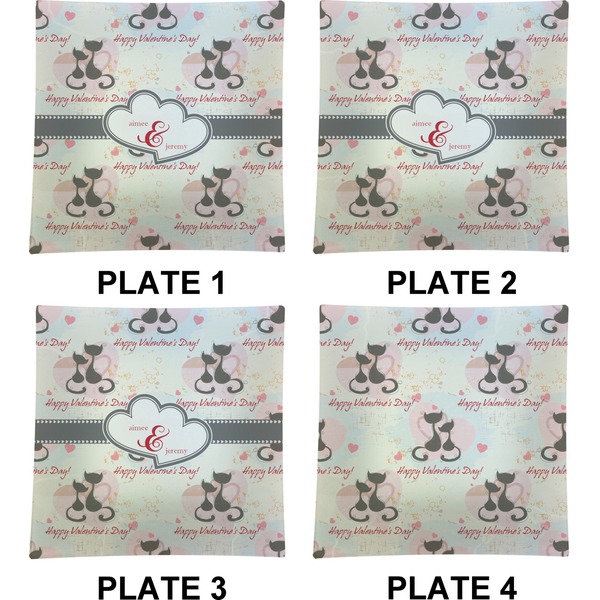 Cats in Love Set of Square Dinner Plates (Approval)