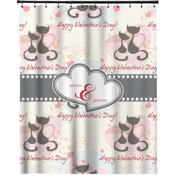 Custom Cats in Love Extra Long Shower Curtain - 70"x84" (Personalized)