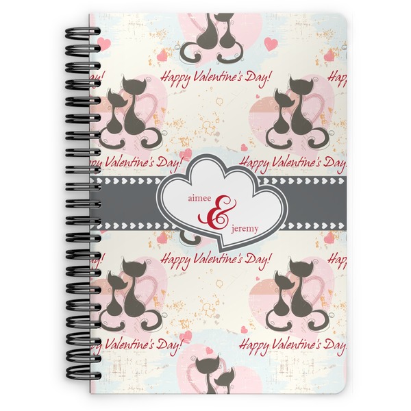 Custom Cats in Love Spiral Notebook - 7x10 w/ Couple's Names