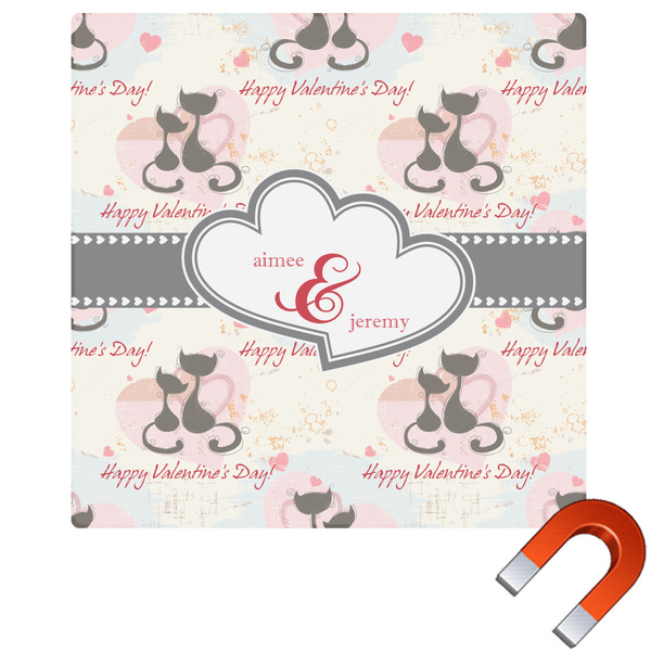 Custom Cats in Love Square Car Magnet - 6" (Personalized)