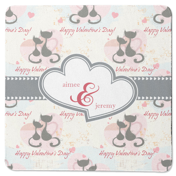 Custom Cats in Love Square Rubber Backed Coaster (Personalized)