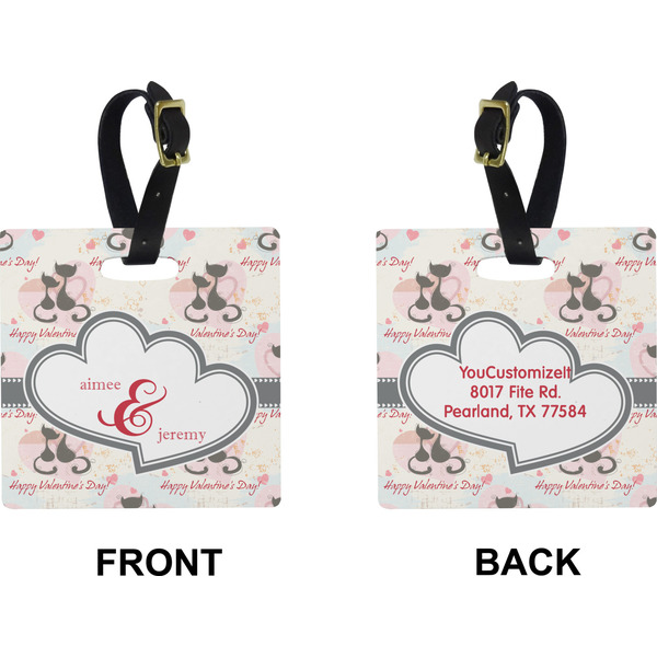 Cats in Love Square Luggage Tag (Front + Back)