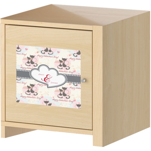 Cats in Love Square Wall Decal on Wooden Cabinet