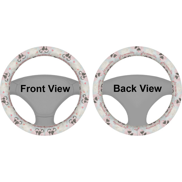 Cats in Love Steering Wheel Cover- Front and Back