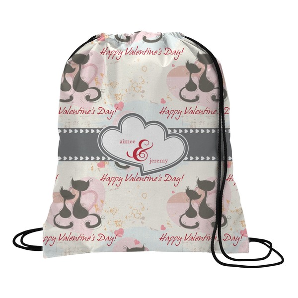 Custom Cats in Love Drawstring Backpack (Personalized)