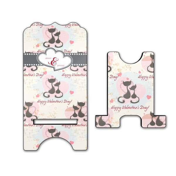 Cats in Love Stylized Phone Stand - Front & Back - Large