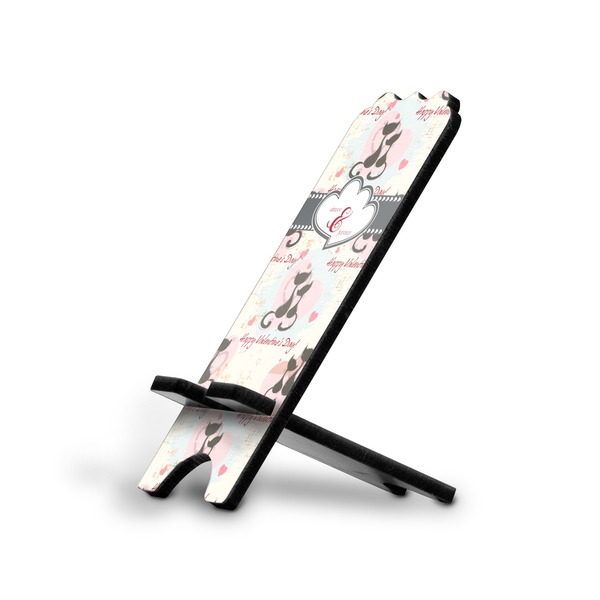Custom Cats in Love Stylized Cell Phone Stand - Small w/ Couple's Names