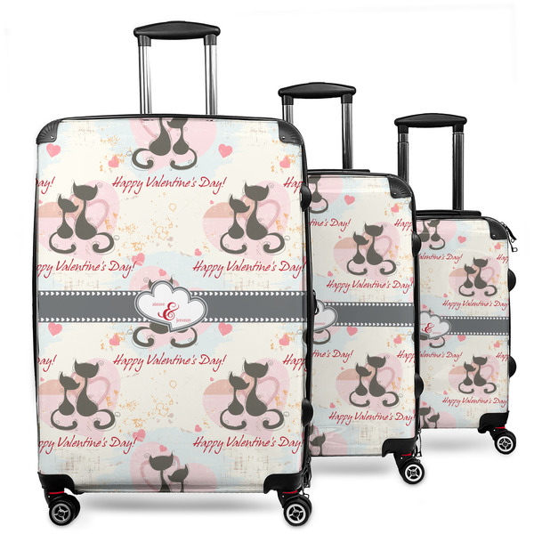 Custom Cats in Love 3 Piece Luggage Set - 20" Carry On, 24" Medium Checked, 28" Large Checked (Personalized)