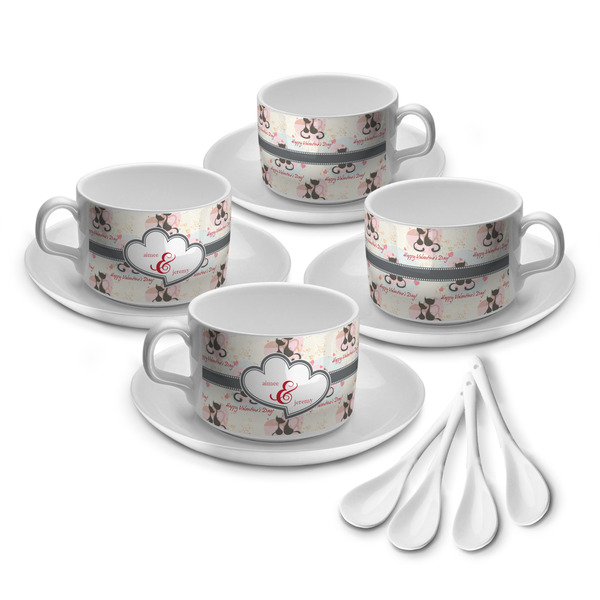Custom Cats in Love Tea Cup - Set of 4 (Personalized)