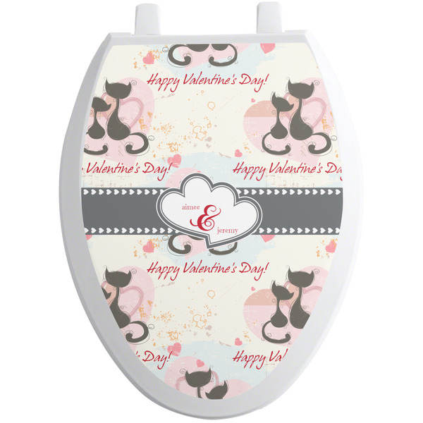 Custom Cats in Love Toilet Seat Decal - Elongated (Personalized)