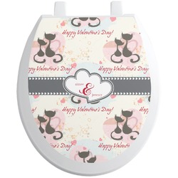 Cats in Love Toilet Seat Decal - Round (Personalized)