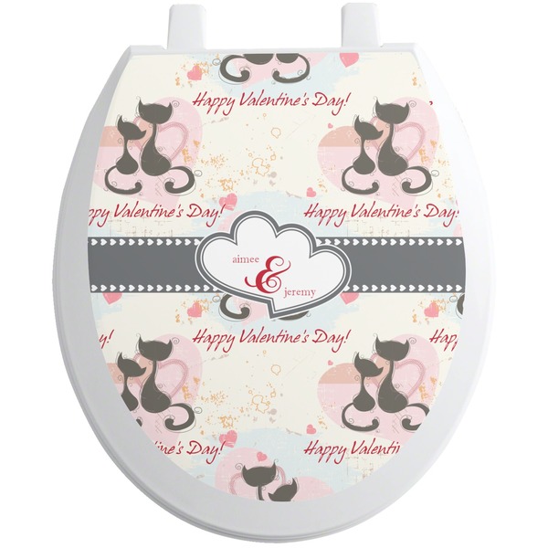 Custom Cats in Love Toilet Seat Decal - Round (Personalized)