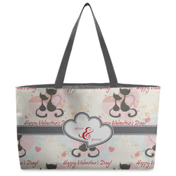 Cats in Love Beach Totes Bag - w/ Black Handles (Personalized)