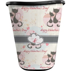 Cats in Love Waste Basket - Double Sided (Black) (Personalized)