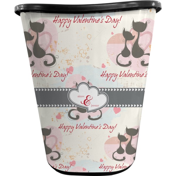 Custom Cats in Love Waste Basket - Single Sided (Black) (Personalized)