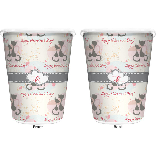 Cats in Love Trash Can White - Front and Back - Apvl