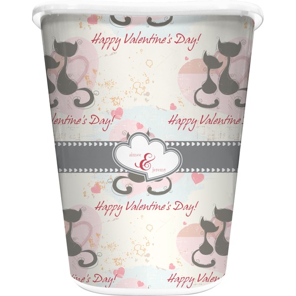Custom Cats in Love Waste Basket - Double Sided (White) (Personalized)