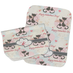 Cats in Love Burp Cloths - Fleece - Set of 2 w/ Couple's Names