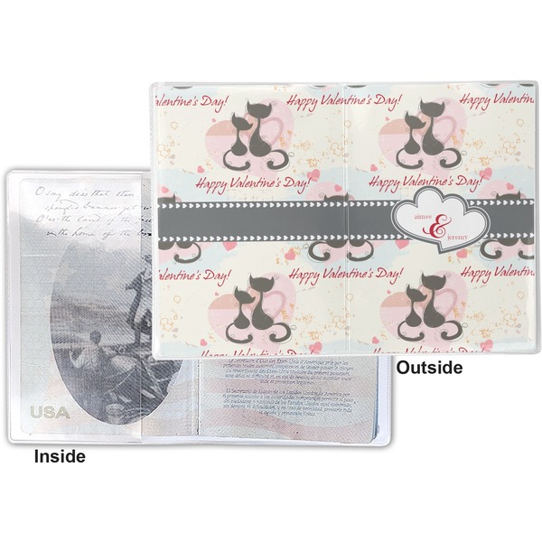 Cats in Love Vinyl Passport Holder - Flat Front and Back